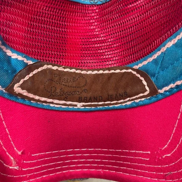 True Religion Hat OS Womens Pink Blue Logo Distressed Rhinestone Adjustable True Religion Hat OS Womens Pink Blue Logo Distressed  main image 3